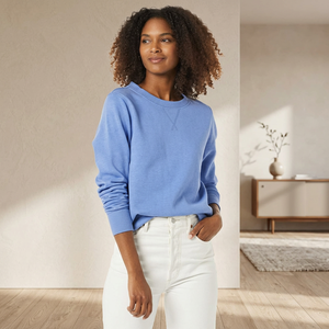 Sweat-shirt ample en molleton pour femme, col montant, tissu brossé doux, couleur unie, manches longues, patch personnalisé, vêtements universitaires - Product Image 1