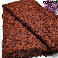 Tissu en dentelle florale 3D coréenne en maille, tissu en dentelle guipure haute qualité avec broderie florale en strass et cristaux, 5 yards pour mariage