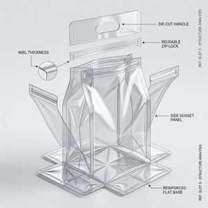 Sacchetti in Plastica Trasparente PE per Alimenti con Fondo Quadrato, Chiusura a Zip e Spessore di 4 Mil per Confezionamento di Chips di Platano - Product Image 2