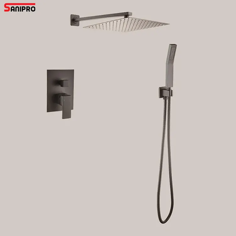 Sanipro phòng tắm sang trọng 2 Chức năng in-Wall giấu tắm Mixer Set, lượng mưa vòi sen đầu với phun cầm tay