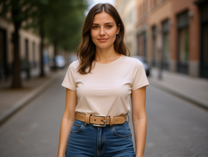 Cinturón de Cuero Vacuno para Mujer de 2.5cm y 110cm con Hebilla Rectangular de Aleación, Color Sólido Informal - Product Image 2