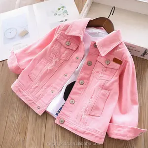 Jaket Denim Anak Perempuan, Baju Jins Polos Merah Muda, Pakaian Anak-anak Grosir Butik Ketat