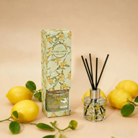 Diffuseur à bâtonnets en verre sans plomb, imprimé citron esthétique, écologique, parfum longue durée 3 mois, sans alcool, pour spa, vente en gros