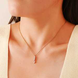 สร้อยคอแสตนเลสสตีล จี้รูปหยดน้ำ ชุบทอง 18k แบบหนามเตย สำหรับใส่ลำลอง - Product Image 2