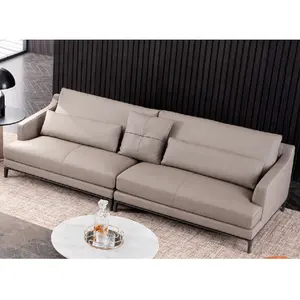 Sofá moderno de couro legítimo, conjunto de sofás baratos em couro legítimo para sala de estar e móveis