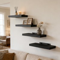 Étagères murales flottantes en bois à trois niveaux, ensemble de rangement suspendu, étagère durable renforcée en fer pour chambre, salle de bain, bureau