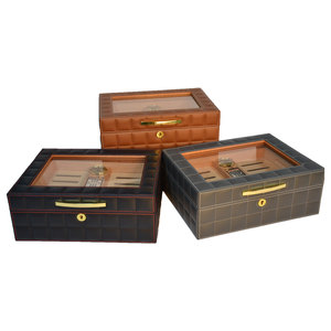 Double-layer Premium <b>Cigar</b> <b>Boxes</b> Glass Top <b>Large</b> Capacity <b>Wooden</b> Humidors With Secure Clasps Spanish Cedar Lining - Product Image 2