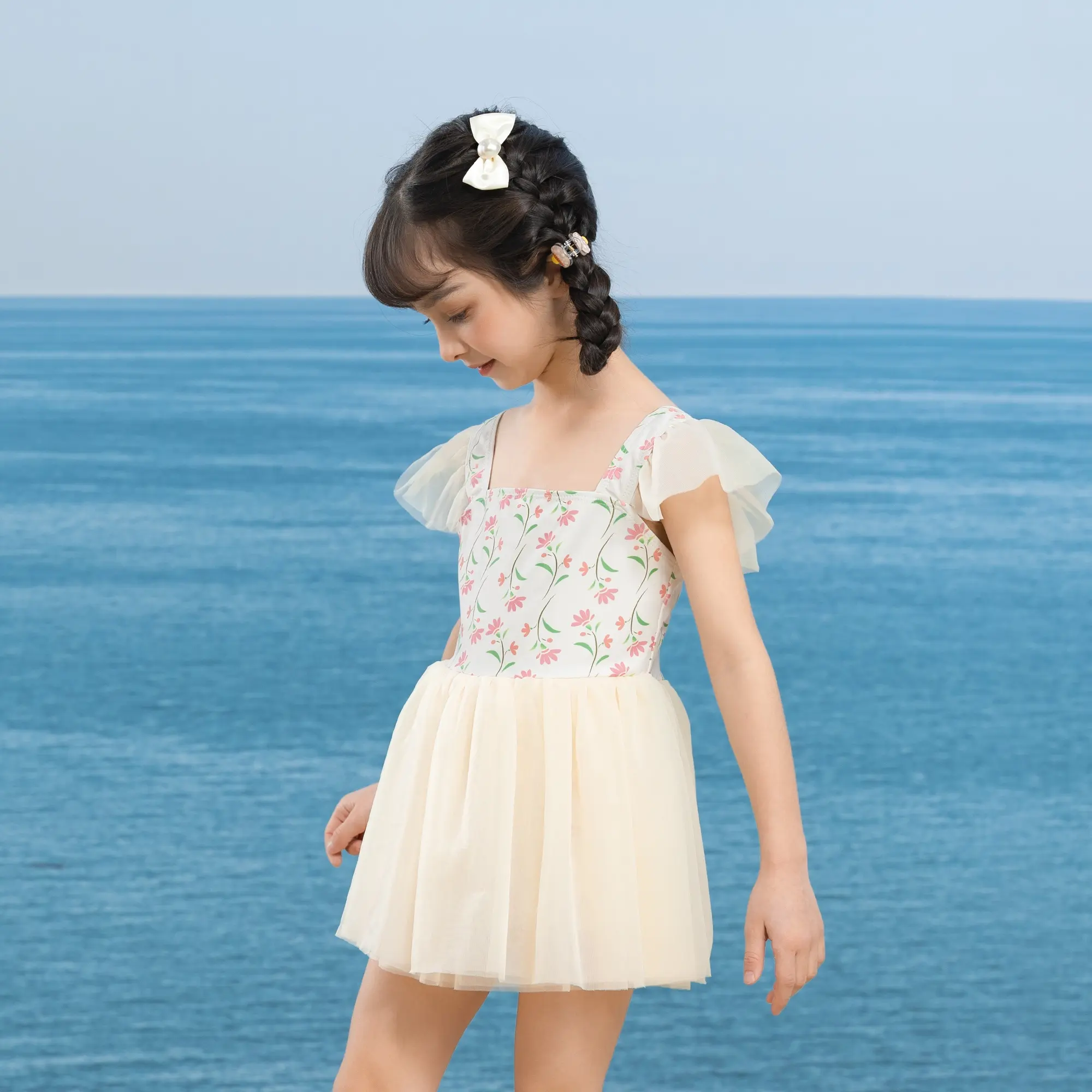 Floral kids swimsuit 2024 high quality with skirt swimwear for girls baby toddler children beachwear one piece OEM custom