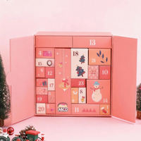 Boîtes cadeaux calendrier de l'avent en carton recyclable avec dorure à chaud, revêtement UV et design personnalisé en relief, boîte surprise pour Noël