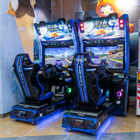 Machine de jeu de course à monnayeur, simulateur de voiture, machine de course d'arcade avec siège et volant pour centre de jeux d'amusement