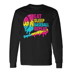 T-shirt a maniche lunghe Eat Sleep Baseball Repeat Ice Cream Drip - Product Image 1