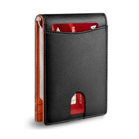 Dompet & Tempat Kartu Pria & Wanita Kulit Asli Minimalis RFID Anti-pencurian, Logo Custom Tersedia