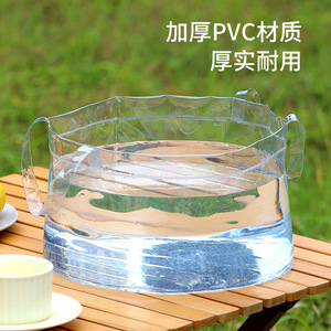Lavabo plegable transparente de tamaño pequeño de Pvc portátil para acampar, picnics, lavabo, frutero, lavandería - Product Image 5