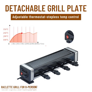 Grill de fête <span class=keywords><strong>Raclette</strong></span> électrique connectable pour <span class=keywords><strong>4</strong></span> personnes, sans fumée, plaque de cuisson réversible en fonte d'aluminium antiadhésive, 600W, usage domestique - Product Image 4
