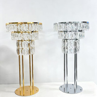 Support à fleurs en cristal acrylique de luxe MoonYan, or/argent, métal, centre de table de mariage, décoration de fête, 40x80cm, durable