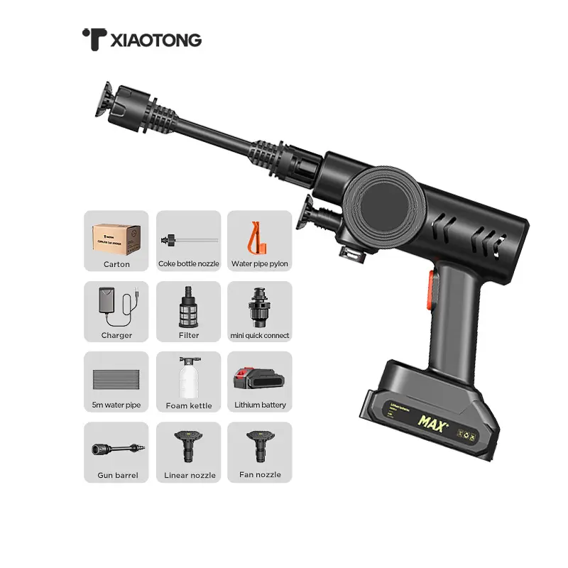 Nhà Máy Bán Hàng Trực Tiếp Điện Rửa Xe Súng ABS Pin Powered Xe Máy Giặt 18.5V Bọt Súng Cho Rửa Xe