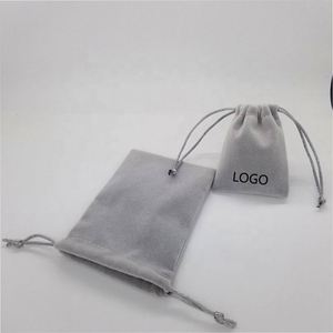 Customized Grey Recyclable Dust-proof Velvet <b>Pouch</b> for Jewelry with <b>Drawstring</b> Bag for Promotional Gifts - Product Image 4