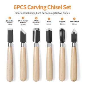 Juego de Cinceles <span class=keywords><strong>para</strong></span> Tallar <span class=keywords><strong>Madera</strong></span> con Hojas de Acero Aleado SK5, Herramientas de Precisión <span class=keywords><strong>para</strong></span> Esculturas Detalladas y Proyectos Hechos a Mano - Product Image 2