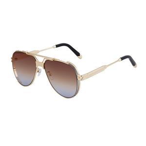 新款2025时尚双桥金属太阳镜男士飞行员渐变蟾蜍墨镜时尚镜子蒸汽朋克太阳眼镜紫外线 - Product Image 4