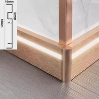 Échantillon gratuit de profil de plinthe en aluminium avec bande LED cachée décorative brossée pour mur