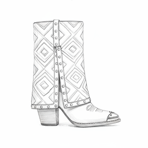 Xinzirain özel üretim Vintage batı geometrik Metal perçin gümüş çelik burun blok topuk kovboy Cowgirl çizmeler - Product Image 1