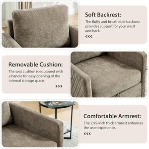 Sillón Giratorio Tapizado Moderno y Ecológico con Almacenamiento Oculto, Cómodos <span class=keywords><strong>Reposabrazos</strong></span> Acolchados en Forma de Diamante, Respaldo Cruzado, para Sala de Estar o Club - Product Image 4