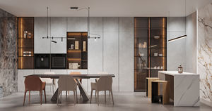 Ensemble d'îlots de <span class=keywords><strong>cuisine</strong></span> Armoires de <span class=keywords><strong>cuisine</strong></span> de luxe en bois massif au design moderne Dalle de pierre frittée pour porte de <span class=keywords><strong>meuble</strong></span> de <span class=keywords><strong>cuisine</strong></span> - Product Image 5