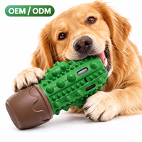 Jouet à mâcher pour chien en caoutchouc durable en forme de cactus, anti-anxiété, couineur, pour le nettoyage des dents, vente en gros