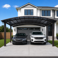 Abri de voiture double en alliage d'aluminium, abri de stationnement extérieur robuste avec toit imperméable pour 2 voitures, cour de villa, allée
