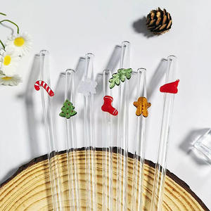 Accesorios para Bebidas, Pajita de Vidrio de Colores con Cepillo de Limpieza - Product Image 1