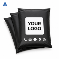 Sac d'expédition noir personnalisé en polyéthylène mat avec logo, imperméable et indéchirable, pour vêtements