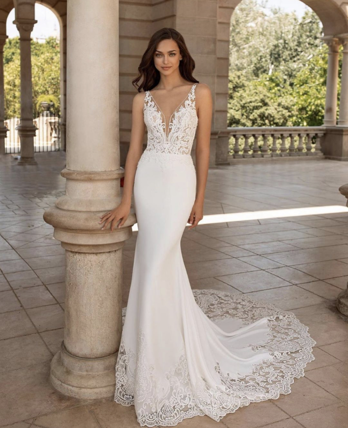 Long Sleeve Sheath Dress Wedding Plus Size V Neck Mermaid Wedding Dress  Wholesale Sleek Backless Wedding Dresses EXY Mermaid Wedding Dresses