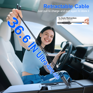 CE FCC ROHS 12V 24V 4 puertos USB 84W PD coche camión estación de carga rápida Cables retráctiles cargador de teléfono para <span class=keywords><strong>iPhone</strong></span> tipo C salida - Product Image 2