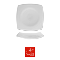 Assiette plate Eclipse blanche 26,6 × 26,6 cm en verre carré Bormioli Rocco