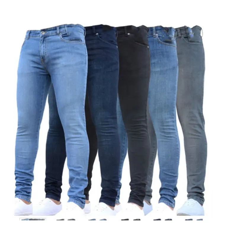 Mj017 calças jeans tamanho normal, baratas, multicores, básica, formal, para homens, clássico