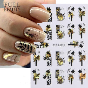 TSZS – autocollant 3D pour ongles, feuille de <span class=keywords><strong>printemps</strong></span> Laser or, motif de fleur Rose, décalcomanie adhésive, visage abstrait, été plage, <span class=keywords><strong>2023</strong></span> - Product Image 1