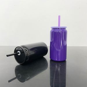 Vaso Térmico de Acero Inoxidable de 16oz para Sublimación, Color Negro y Morado, Mantiene Bebidas Frías y Calientes, con Pajitas - Product Image 4