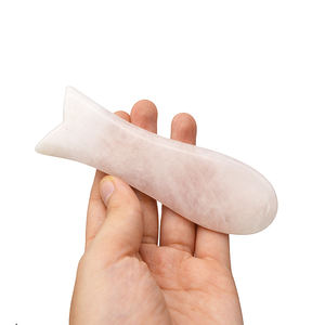 Popular en forma de pez masajeador Guasha herramienta de cuarzo rosa Gua Sha piedra raspado masaje - Product Image 2