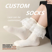Chaussettes courtes en coton pour bébés, style Loli, décontractées, avec dentelle, pour filles, collection automne, vente en gros