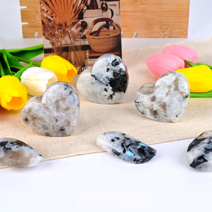 Wholesale Natural <b>Crystal</b> Energy Palm Healing <b>Moon</b> Stone <b>Crystal</b> Heart for Meditation - Product Image 1