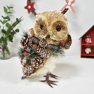 Alto sentido hecho a mano DIY escena decoración piña ardilla ornamento oso estatuilla búho ornamento - Product Image 4