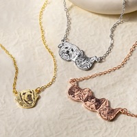 Collier pour enfant avec photo d'animal gravée au laser, certifié CE, en acier inoxydable plaqué or 18 carats, design animal, cadeau pour enfant