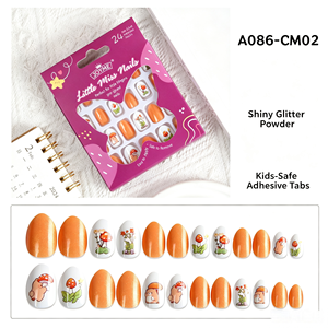 Nouvel Arrivage Faux Ongles Autocollants pour Enfants, Forme Amande Pointue, 24 Pièces, Kit de Manucure Fini - Product Image 5