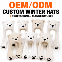 Produsen Topi Boneka Beruang Kutub Kustom OEM ODM, Topi Hewan Isi Dakron yang Dapat Dipersonalisasi dengan Lengan dan Kaki Panjang, Kualitas Tinggi Grosir