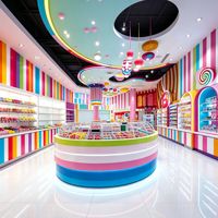 Kiosque à bonbons personnalisé pour centre commercial, mobilier de boutique de bonbons, service complet, présentoir à bonbons en acrylique, design d'intérieur de magasin de détail