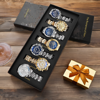 Ensemble de 7 montres à quartz de luxe pour homme, coffret cadeau, alliage, verre, cadran à aiguilles, cadeau pour la fête des pères, anniversaire, pour papa, pour lui, logo personnalisé
