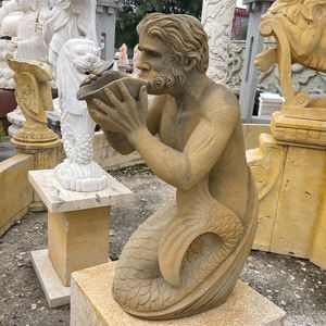 Fait à la main marbre mâle sirène <span class=keywords><strong>fontaine</strong></span> d'eau potable Sculpture Figurine d'art créatif - Product Image 6