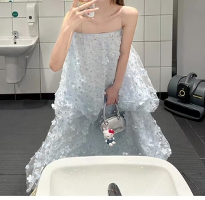 Abito da sposa da <span class=keywords><strong>donna</strong></span> con spalline sottili, lunghezza midi, ricamato, antistatico, leggero, per ricevimenti e banchetti - Product Image 4