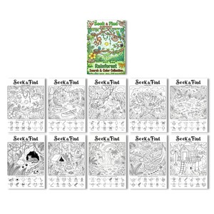 Poster da colorare A4 a tema foresta pluviale, libro da disegno per bambini, album da colorare dipinto a mano per esplorare e ritrovare motivi - Product Image 2