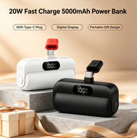 Cargador Portátil Mini Cápsula de 5000mAh y 20W con Enchufe Tipo-C Integrado, Pantalla LED Digital, Power Bank, Listo para Venta al Por Mayor